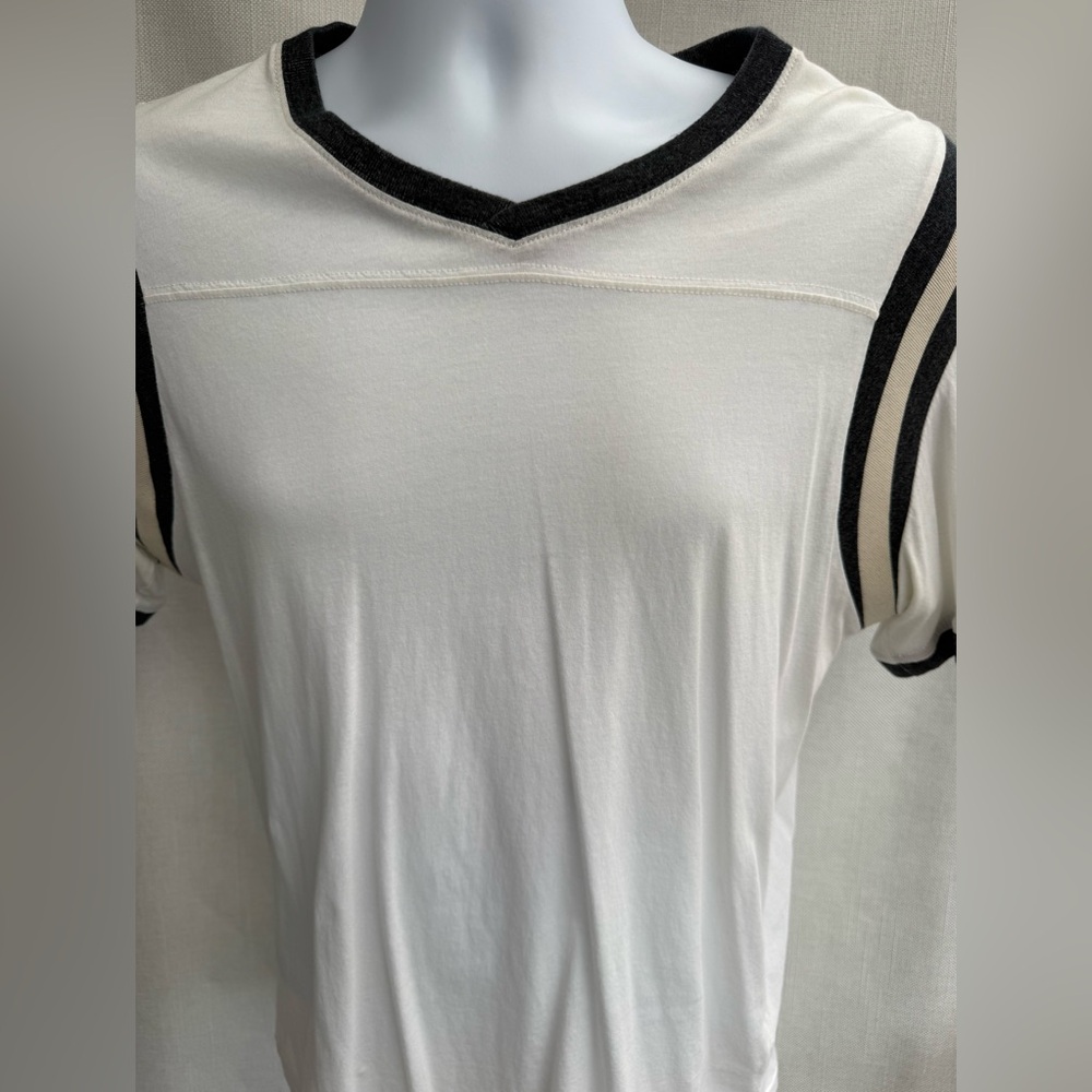 Converse John Varvatos Cream Short Sleeve V-Neck Top with Black Trim